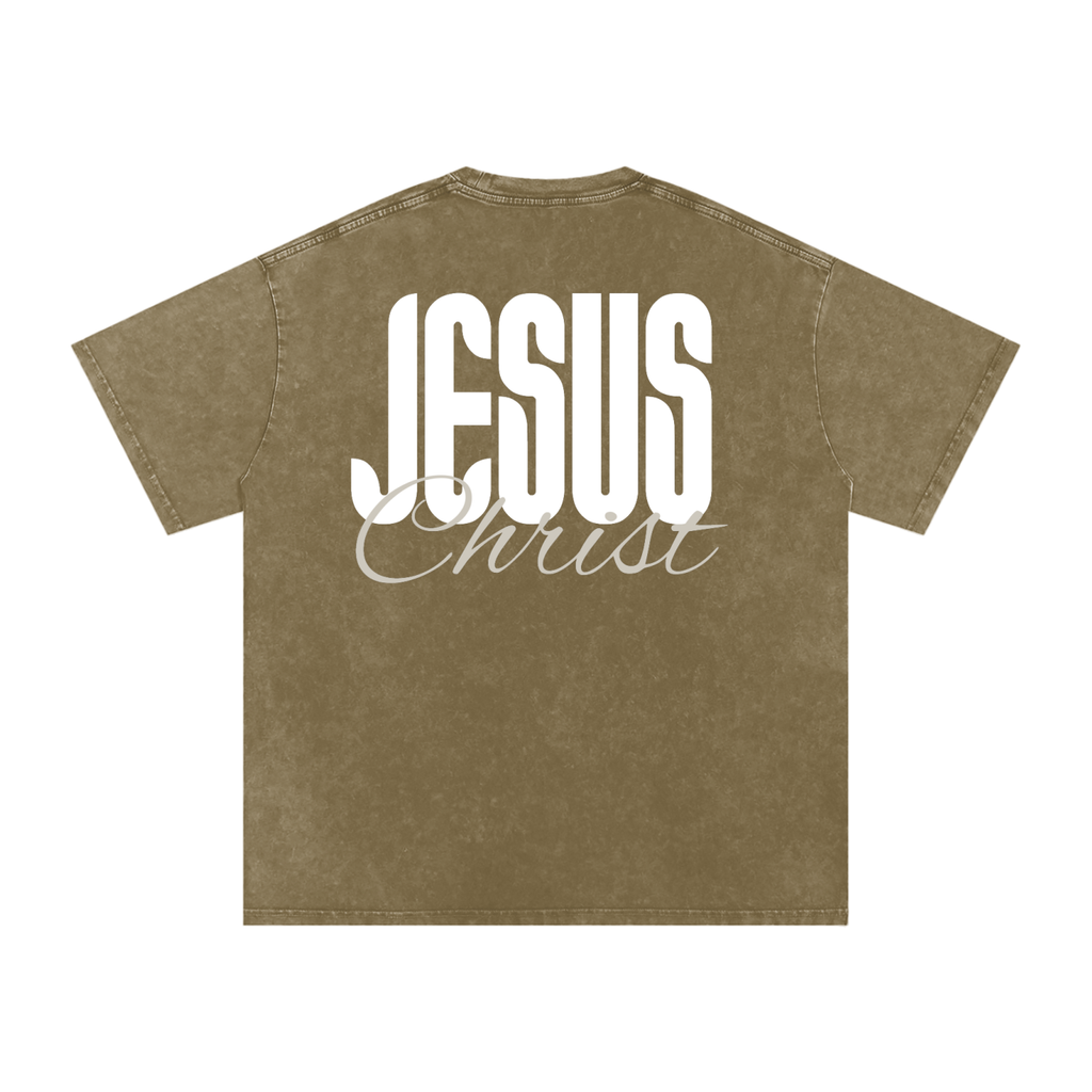 One name - Jesus | Snow Washed Oversized Cotton T-Shirt