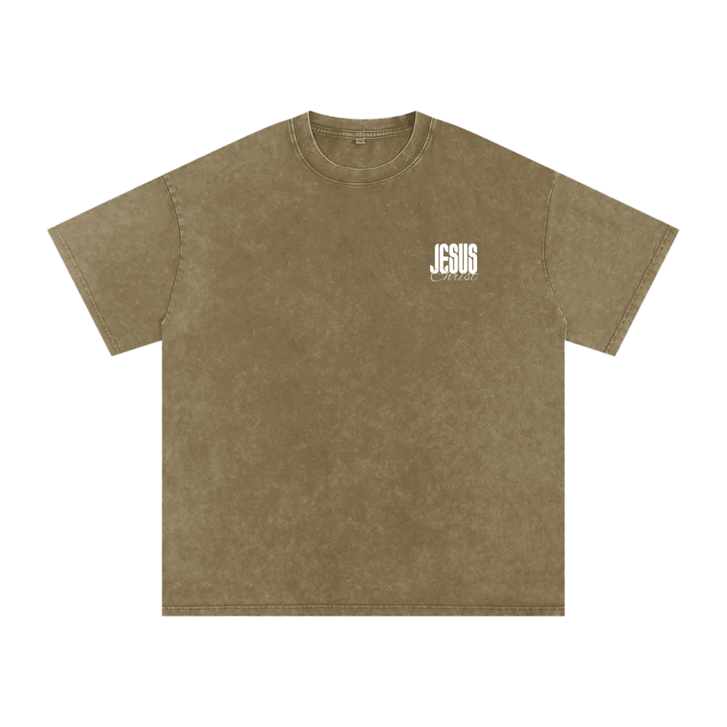 One name - Jesus | Snow Washed Oversized Cotton T-Shirt