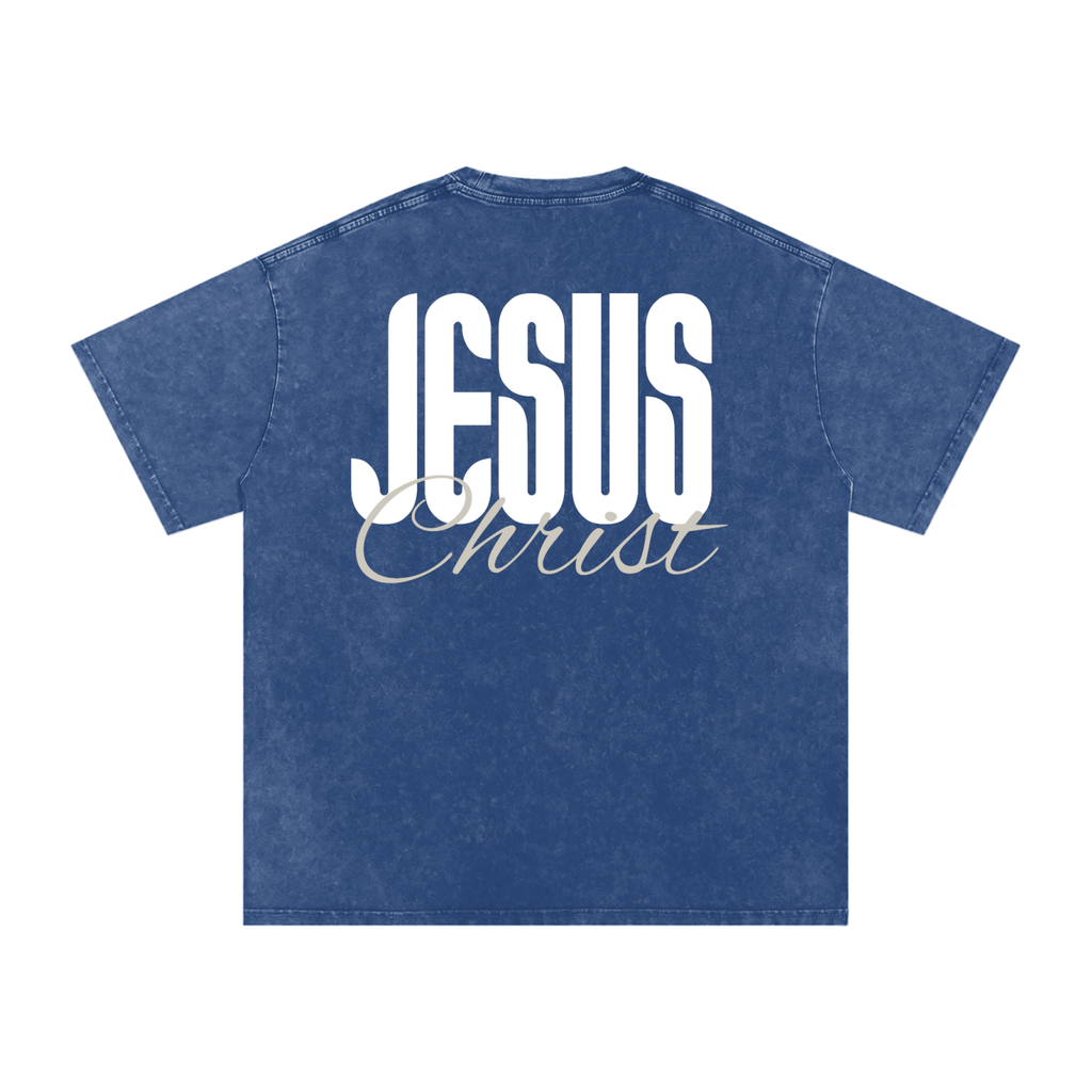One name - Jesus | Snow Washed Oversized Cotton T-Shirt