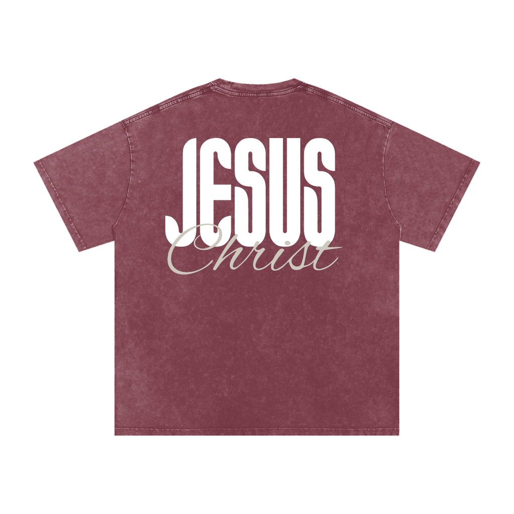 One name - Jesus | Snow Washed Oversized Cotton T-Shirt