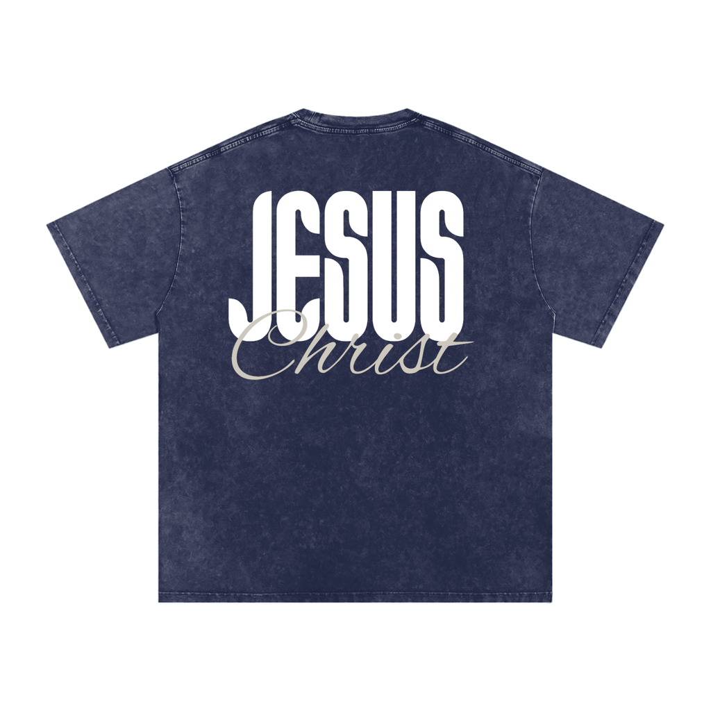 One name - Jesus | Snow Washed Oversized Cotton T-Shirt